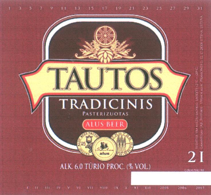 Prekės ženklas: TAUTOS TRADICINIS ALUS BEER